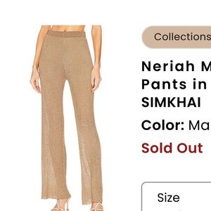 Neriah Metallic Rib Straight Pants in Marigold SIMKHAI Color: Marigold
